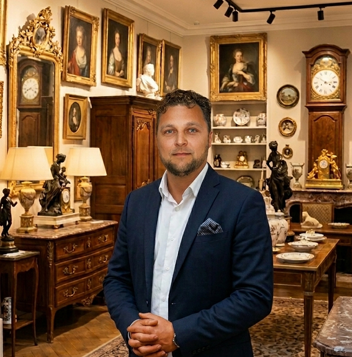 Expert antiquaire en train d'examiner un objet d'art