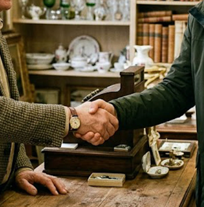 Expert examinant une pièce d'orfèvrerie